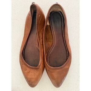 Frye Regina Pointed Toe Leather‎ Ballet Flat Cognac Size 6